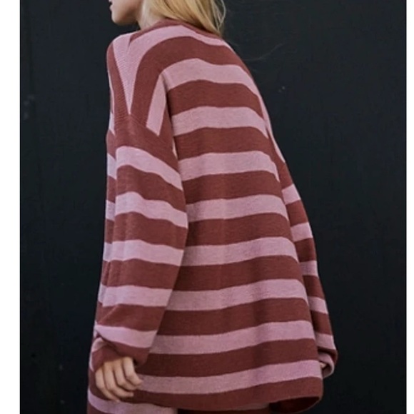 #430 Free People Pink and Brown Striped Sweater Set - Picture 5 of 5